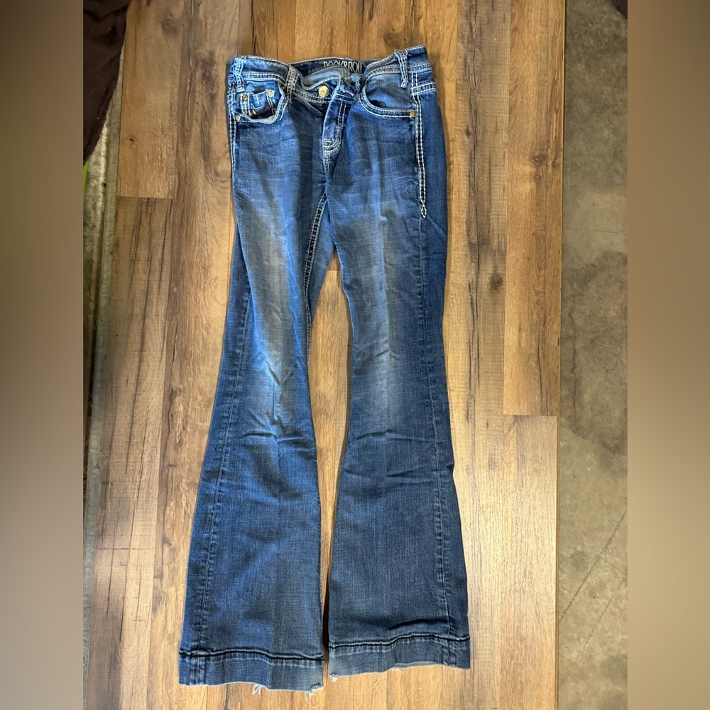 Rock & Roll Cowgirl Dark Blue Flare Jeans